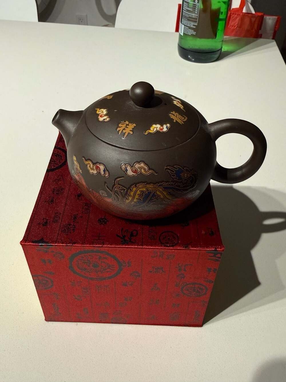 Handmade Heat-Activated Color-Changing Dragon Motif Purple Clay Zisha Teapot